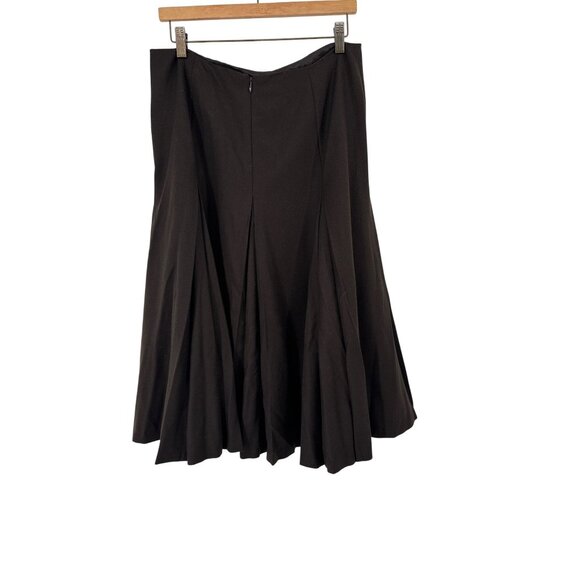 Talbots Womens chocolate Brown A-Line Pleated Wool Skirt Size 12 lined - Picture 2 of 5